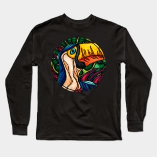 Toucan bird artistic illustration, wildlife jungle painting Long Sleeve T-Shirt